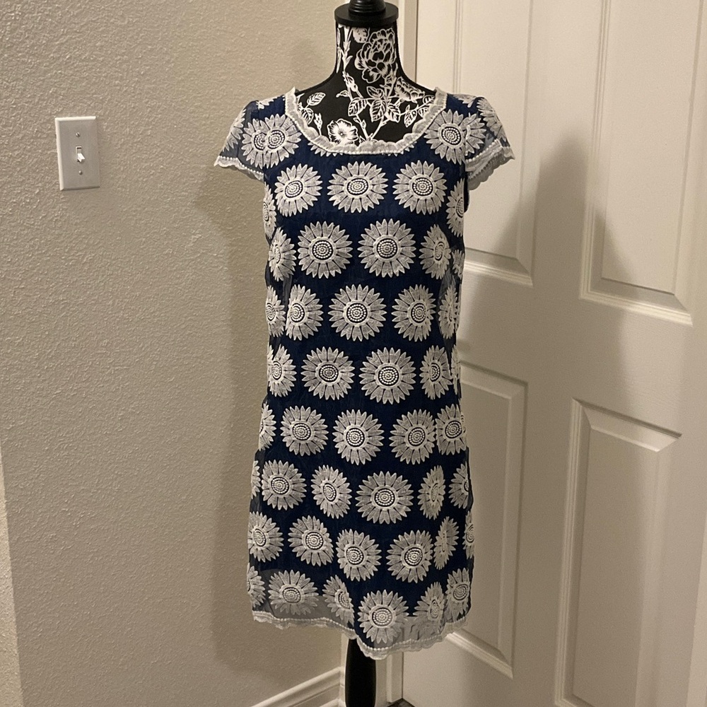 Betsey Johnson Navy and White Floral Mini Dress